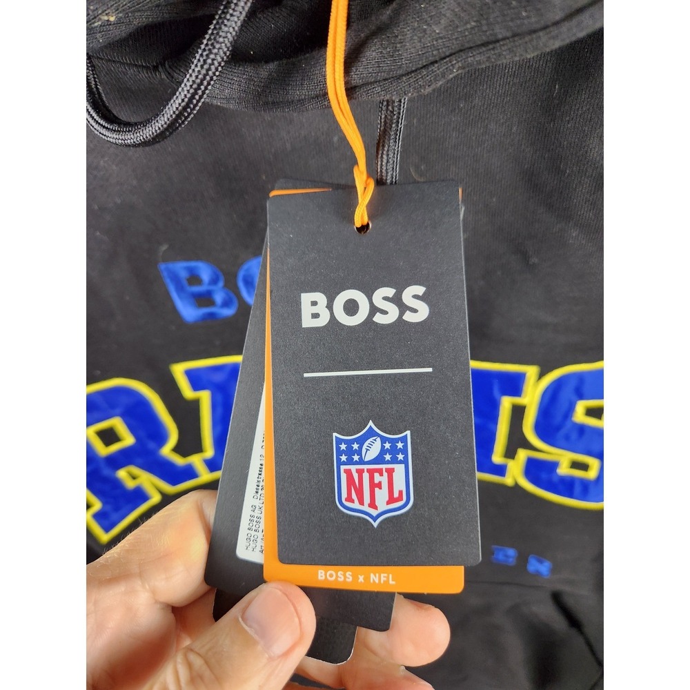 BOSS x NFL Los Angeles Rams Hoodie Black Pullover Logo Men's Size M - NWT - Picture 12 of 15